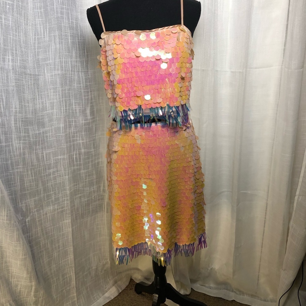 Skies Are Blue Peach Sequin Skirt Set NWT size M - Picture 4 of 16